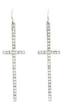 Thumbnail for your product : Charlotte Russe Dangling Bling Cross Earrings