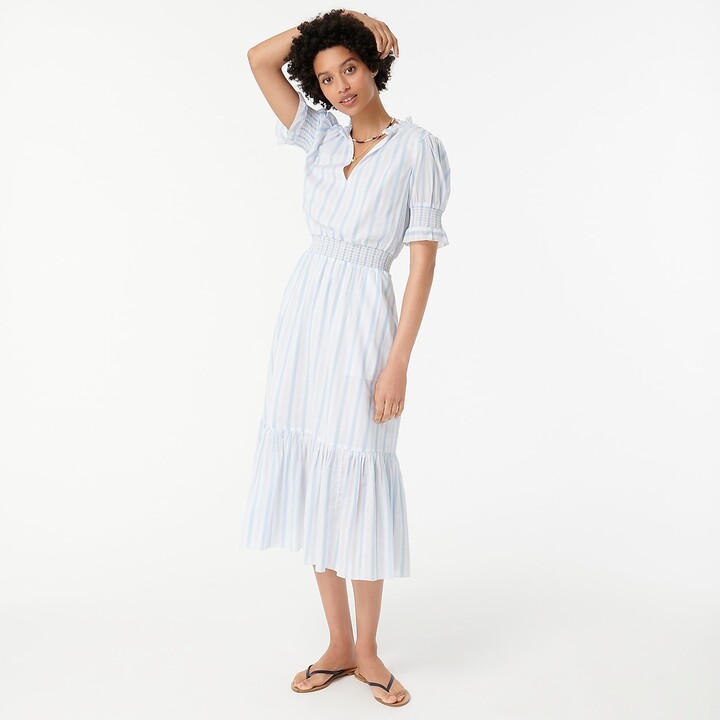 J.Crew Smocked ruffle dress in cotton voile - ShopStyle