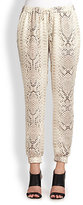 Thumbnail for your product : Haute Hippie Slim Shady Silk Snake-Print Track Pants