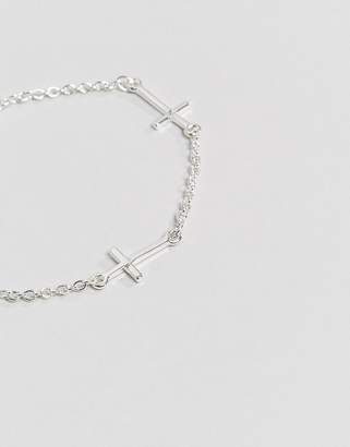 Reclaimed Vintage Cross & Chain Bracelet In Silver Exclusive To Asos