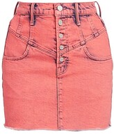 Thumbnail for your product : Mother Swooner Distressed Hem A-Line Denim Skirt
