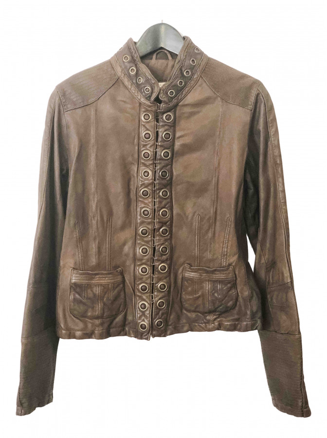 Essentiel Antwerp Brown Leather Leather jackets - ShopStyle