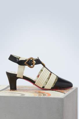Gucci Leather mid-heel t-strap sandal