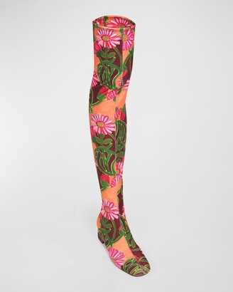 La DoubleJ Stretch Floral Over-The-Knee Boots