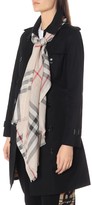 Thumbnail for your product : Burberry Check wool and silk gauze scarf