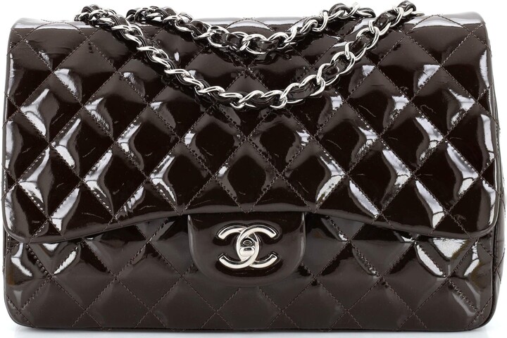 Chanel Orange Quilted Patent Leather Classic Jumbo Double Flap Bag - Miss  Bugis