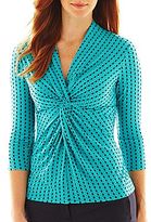 Thumbnail for your product : Liz Claiborne 3/4-Sleeve Twist Knot Top - Talls