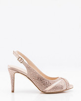 Thumbnail for your product : Le Château Jewel Embellished Satin & Mesh Slingback Sandal