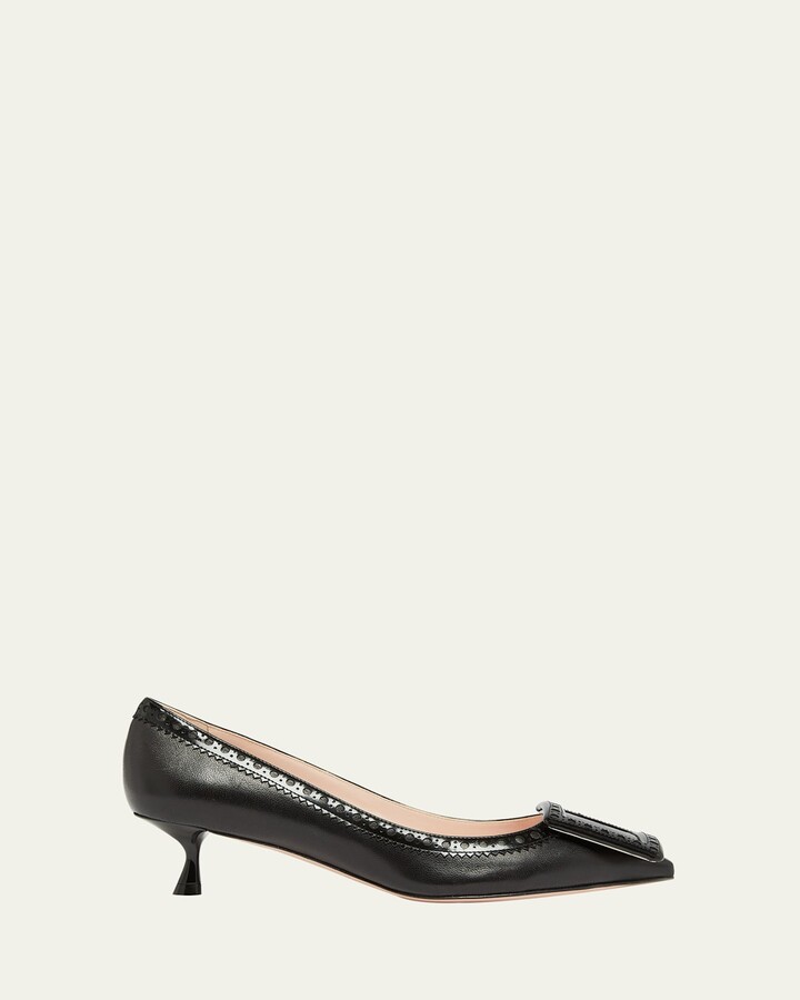 Roger Vivier I Love Vivier Mixed Leather Kitten Pumps