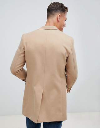 Burton Menswear coat in faux wool in camel
