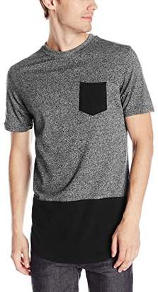 Southpole Men's Short Sleeve Scallop T-Shirt Marled Color Block with Chest Pocket
