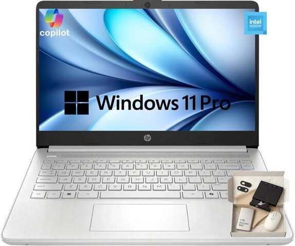 HP 14' Laptop Student Business Computer, Intel N150 Processor, 1-Year Microsoft 365, 16GB RAM, 128GB UFS, 256GB Micro SD Card, Copilot AI, Windows...