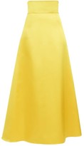 Thumbnail for your product : Sara Battaglia A-line Satin Maxi Skirt - Yellow