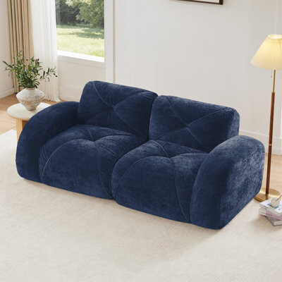 Mercer41 Comfortable Velvet 2-seater Sofas, Modern Tufted Design For Living Room