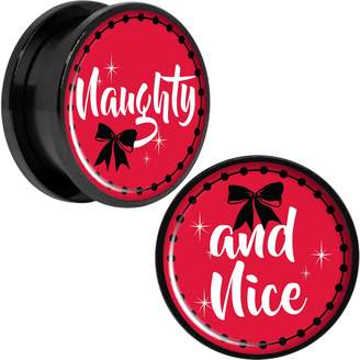 Body Candy Black Anodized Steel Holiday Naughty Nice Screw Fit Plug Set of 2 1/2"