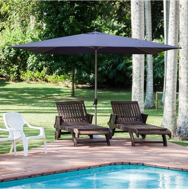 Whisen11.5'x9'RectanglePatioUmbrellawithCrankLiftandPush-ButtonTiltFunction2-TierVentedCanopy(BaseNotIncluded)-NavyBlue