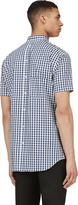 Thumbnail for your product : Comme des Garcons Shirts Navy Short Sleeve Button Back Check Shirt
