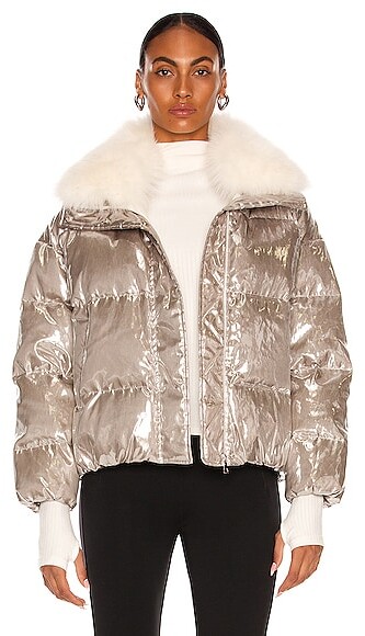 metallic puffer jacket mens