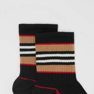 Burberry Icon Stripe Intarsia Cotton Blend Ankle Socks