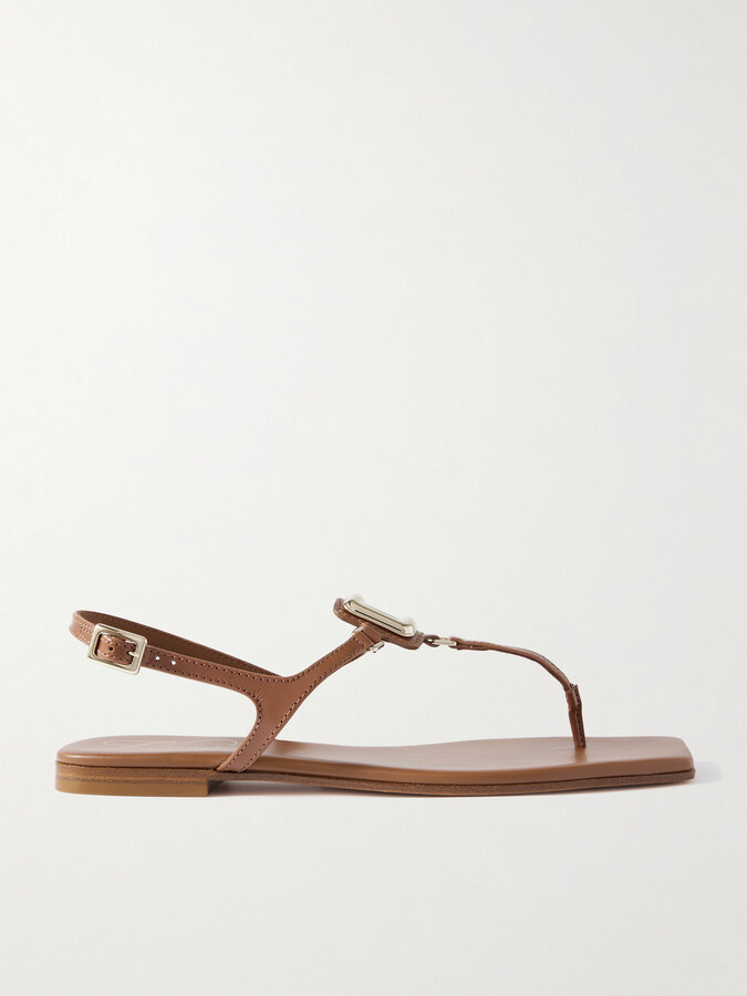 Roger Vivier Viv By The Sea Embellished Leather Sandals - Brown