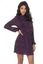 Thumbnail for your product : AX Paris Wine Long Sleeve Frill Detail Skater Dress