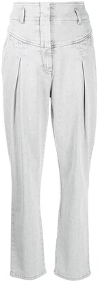 pleated denim pants womens