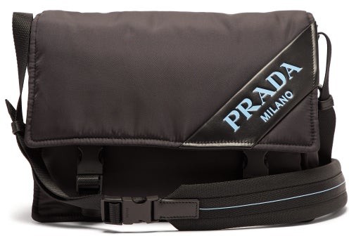 prada logo messenger bag