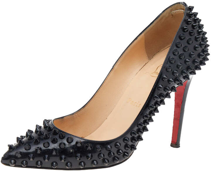 Christian Louboutin Black Patent Leather Pigalle Spikes Pumps Size 39 -  ShopStyle Shoes