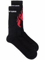 Thumbnail for your product : Vision Of Super Logo-Print Flame-Detail Socks