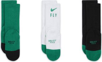 Nike Little Kids' Elite Crew Socks (3 Pairs) in Green