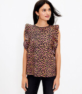 Thumbnail for your product : LOFT Leopard Print Cutout Back Ruffle Shell
