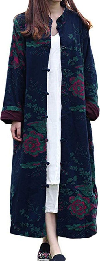 Inverlee Womens Irregularity Fashion Flower Long Sleeve Long Coat