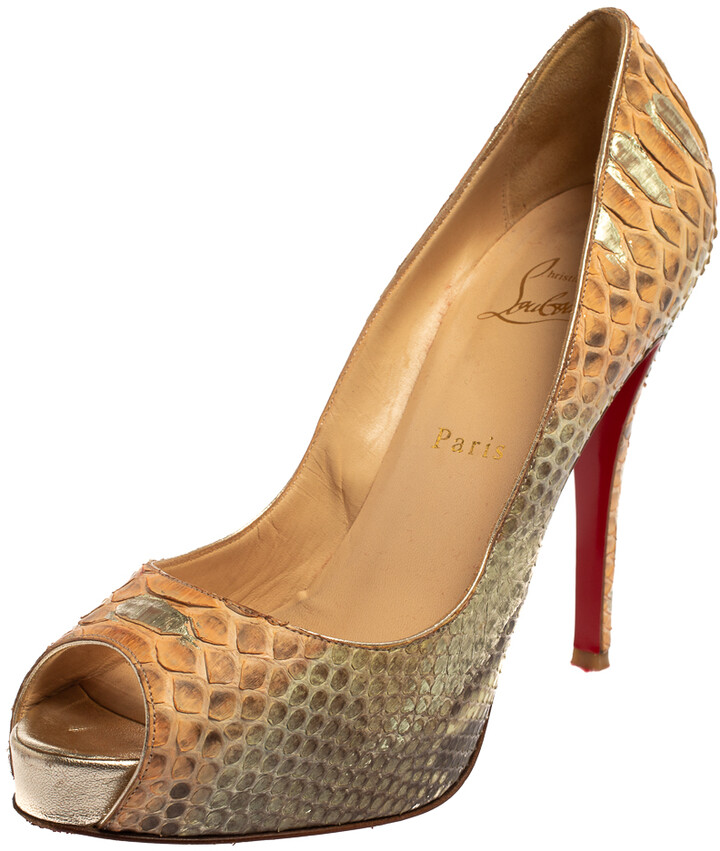 Christian Louboutin Brown/Beige Leopard Print Patent Leather So Kate Pumps Size 38
