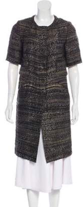 Chanel Tweed Knee-Length Coat Black Tweed Knee-Length Coat
