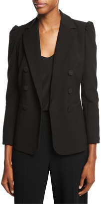 Rebecca Taylor Double-Breasted Suiting Blazer, Black