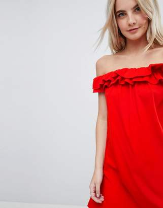 ASOS Petite Off Shoulder Sundress With Double Ruffle