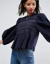 Thumbnail for your product : ASOS Design Pleat Detail Top With Contrast Stitching