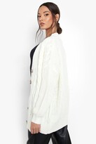 Thumbnail for your product : boohoo Cable Knit Contrast Sleeve Cardigan
