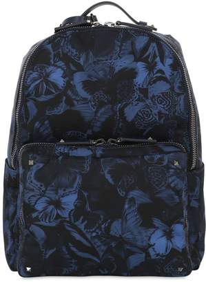 Valentino Garavani Butterfly Print Nylon Backpack