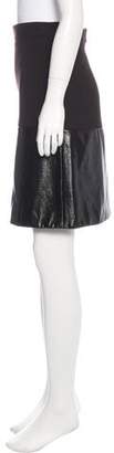 L'Agence Vegan Leather-Trimmed Pencil Skirt