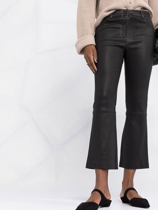 Theory Kick-Flare Cropped Leather Trousers