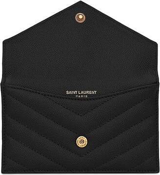 Saint Laurent Cassandre Matelass Fragments Flap Card Case in Grain de Poudre Embossed Leather