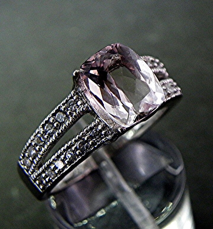 Aaa Brazilian Pink Morganite 9x7mm 2.48 Carats 14K White Gold Diamond | .25Ct Ring 1351