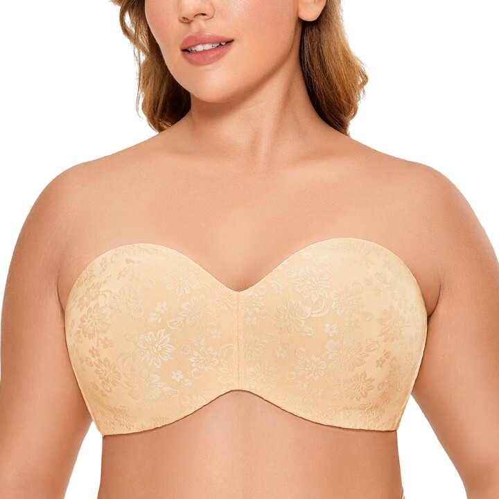 Delimira Women's Strapless Bras for Bigger Bust Non Padded Underwired