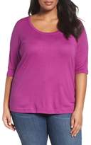 Thumbnail for your product : Sejour Elbow Sleeve Scoop Neck Tee