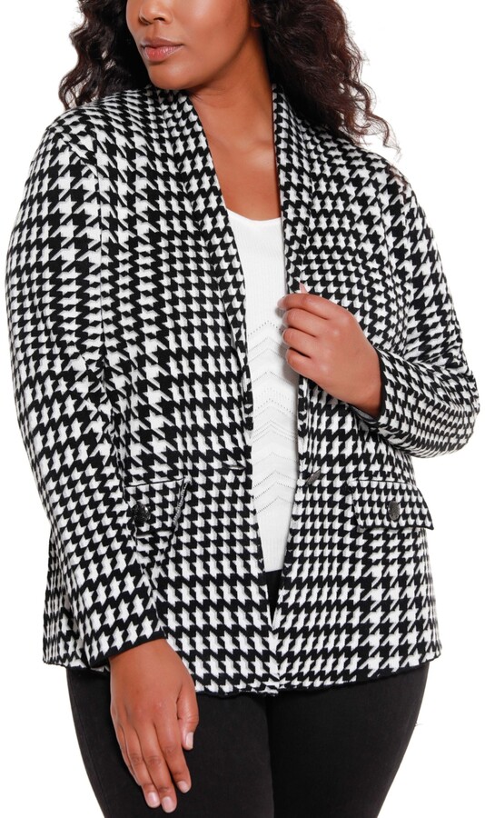 plus size houndstooth jacket