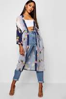 Thumbnail for your product : boohoo Floral Belted Chiffon Kimono