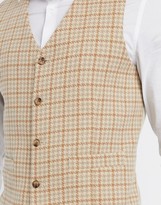 Thumbnail for your product : ASOS DESIGN wedding skinny wool mix suit waistcoat in camel houndstooth check
