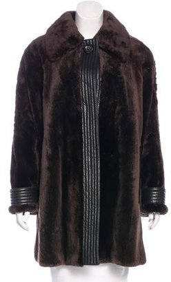 Christian Dior Leather-Accented Shearling Coat