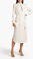 Thumbnail for your product : Halston Belted satin-crepe midi shirt dress